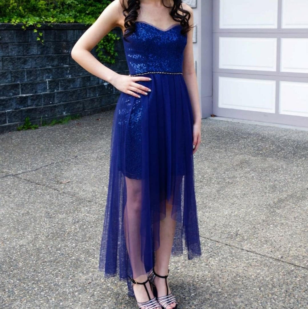Blue Asymmetrical Formal Dress